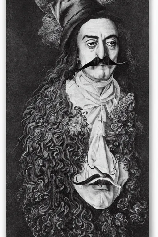 Prompt: salvadore dali mustache, by maria sibylla merian