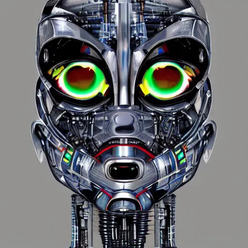 Prompt: a super cool portrait of a robot, highly detailed