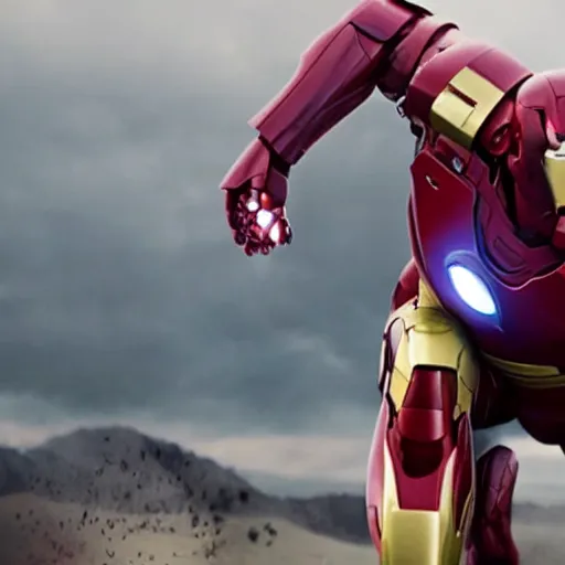 Image similar to DSLR film still of Iron Man in new Avengers movie,4k