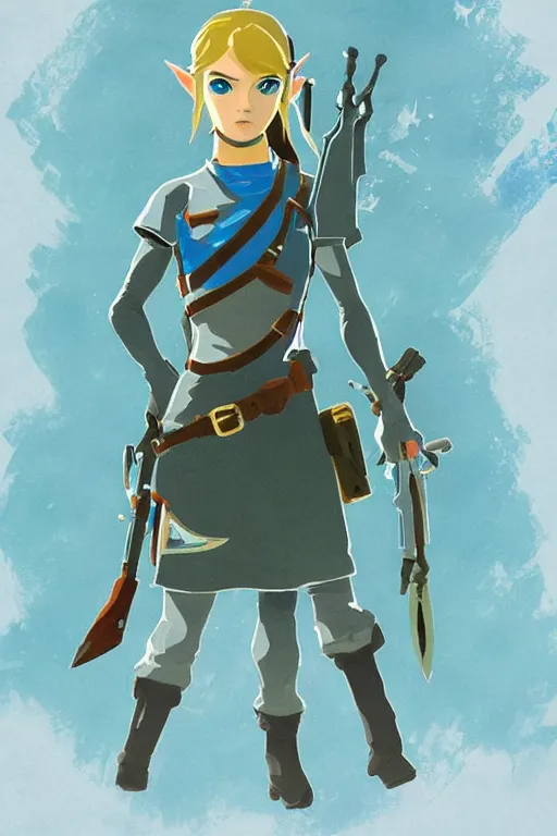 Image similar to an in game portrait of cia from the legend of zelda breath of the wild, breath of the wild art style.