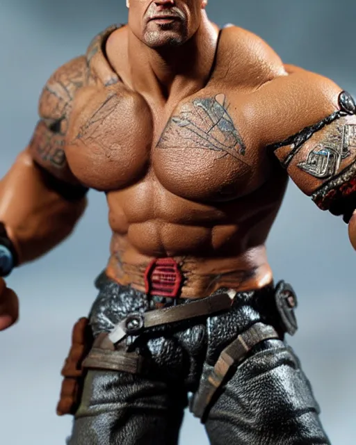 Image similar to close up shot of dwayne johnson action figure. dnd, high fantasy. royo, artgem, wlop