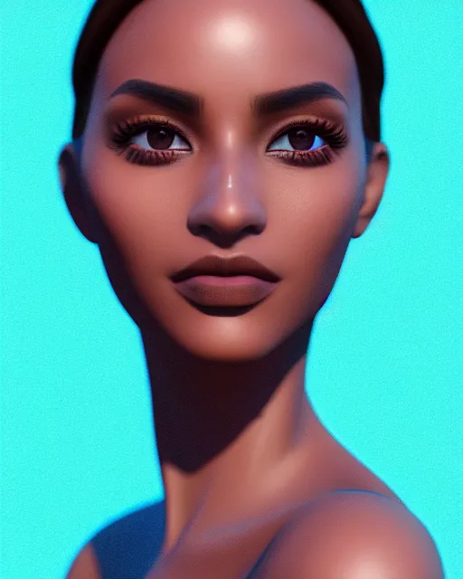 Image similar to beautiful female, arabic, haze, model, brown skin, intricate, filter, symmetrical face, makeup, sephora, maybelline, studio, reflections, cinematic, filmic, vsco, concept art, artstation, elegant, model, gorgeous, vray, flim, octane render, ambient occlusion, prism details