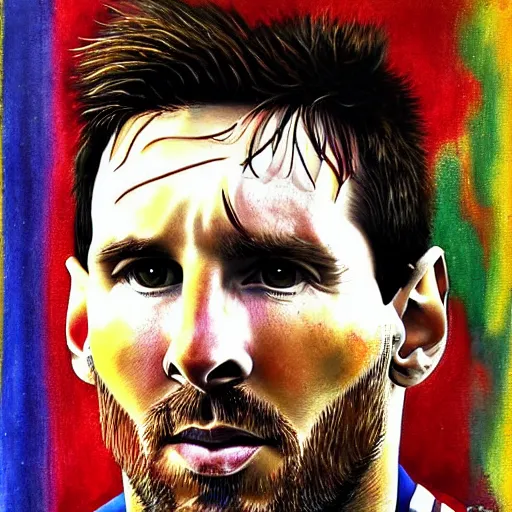 Prompt: a portrait of lionel messi in a scenic environment by ivan albright