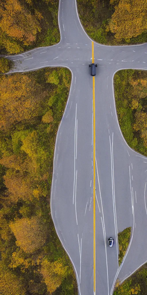 Image similar to detailed dji mavic flying over a mountain road, photo, kodak portra 4 0 0, direct flash, cinematic lighting, anti aliasing