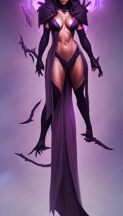 Image similar to dark sorceress full body view, highly detailed, artgerm style, artstation, soft light, sharp focus, illustration, character design, concept art, correct anatomy