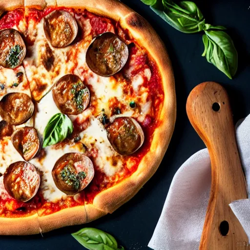 Prompt: delicious italian style woodfired pizza , 8k , mega high quality , professional food photography , award winning photo , foodporn