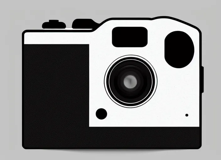 Image similar to modern camera designed by Dieter Rams, front view, photoshop concept, digital art, illustration