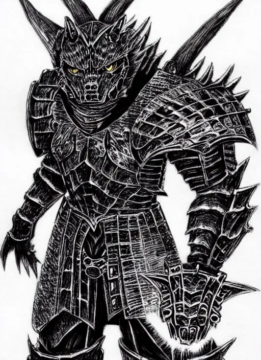 Image similar to demon wolf armored knight by kentaro miura