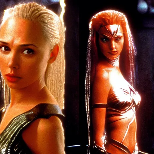 Image similar to film stll of gal gadot as lelu in the fifth element ( 1 9 9 5 )