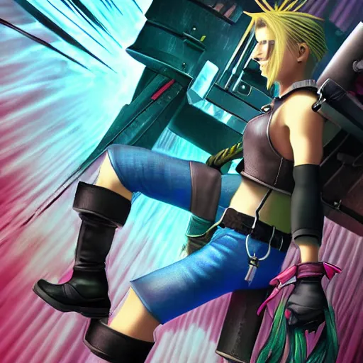 Image similar to Digital art. Jessie Rasberry. Final Fantasy 7. Extremely detailed. 4K.