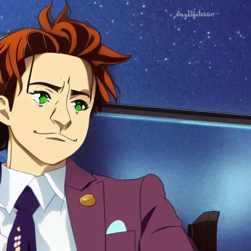 Prompt: robert downey jr as anime character, kyoto animation, magical