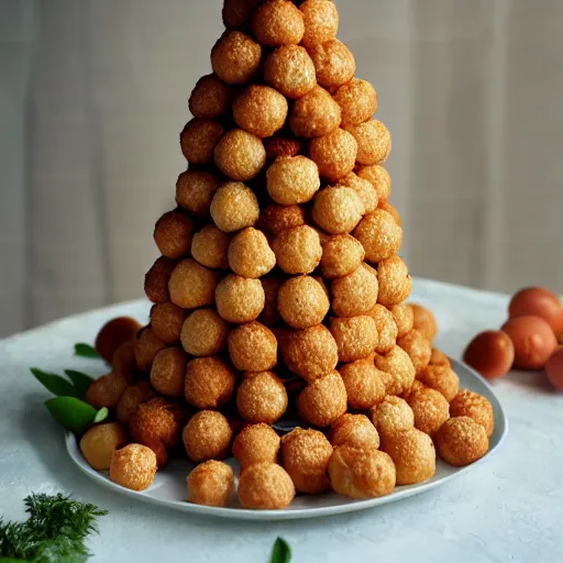Prompt: a croquembouche made of babies