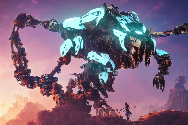 Image similar to clawstrider machine mecanical creature robot of horizon forbidden west horizon zero dawn bioluminiscence global illumination ray tracing hdr fanart arstation by ian pesty and alena aenami artworks in 4 k