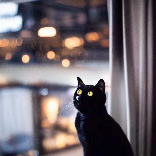 Prompt: a photo of a black cat drinking expensive champagne in a fancy dark bar, mood lighting, underexposed, f 1. 8, iso 1 6 0 0