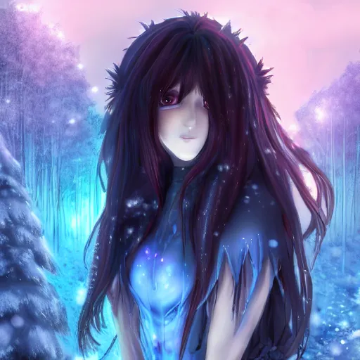 anime girl with light brown hair and icy blue eyes