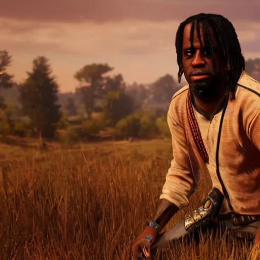 Image similar to Rapper Chief Keef In red dead redemption 2 digital art 4K quality super realistic