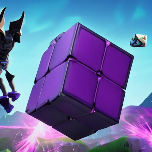 Image similar to obsidian purple cube in fortnite