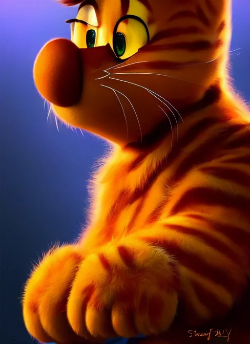 Prompt: photo of a gorgeous young garfield in the style of stefan kostic, fat, realistic, sharp focus, 8k high definition, insanely detailed, intricate, elegant, art by stanley lau and artgerm