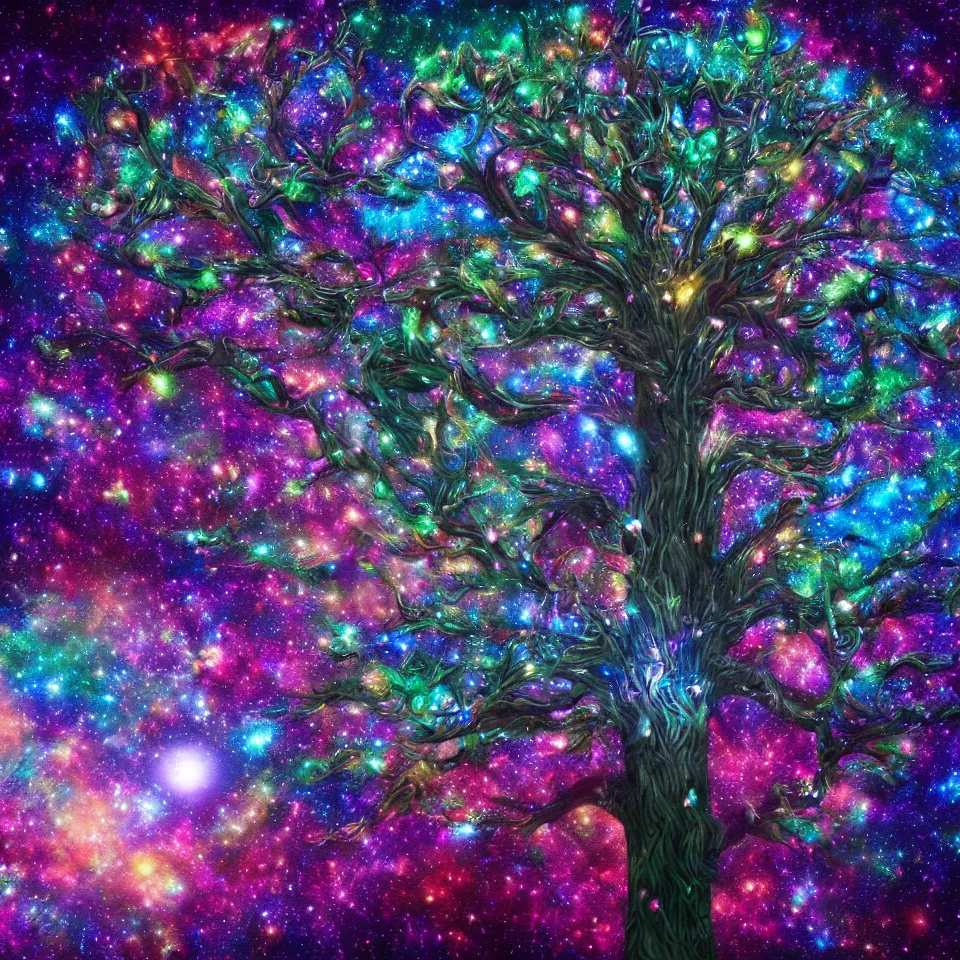 Prompt: cosmic tree of life made of stars, cinematic, trending on artstation, 4K UHD image,