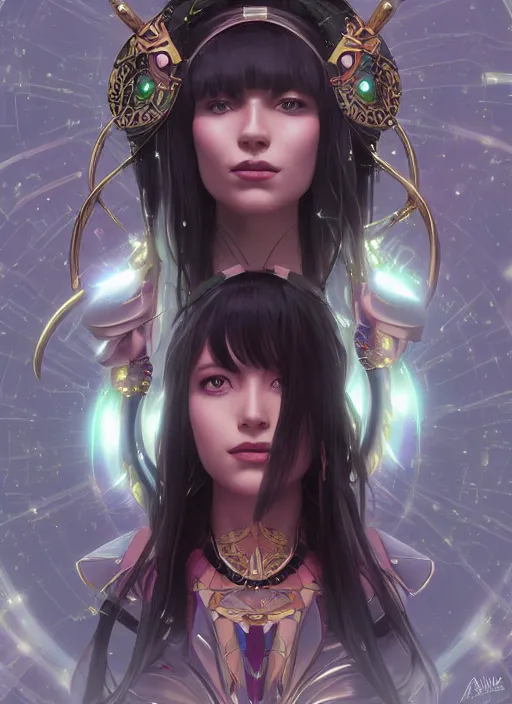 Image similar to symmetry!! portrait of sailor pluto! alien in the style of horizon zero dawn, machine face, intricate, elegant, highly detailed, digital painting, artstation, concept art, smooth, sharp focus, illustration, art by artgerm and greg rutkowski and alphonse mucha, 8 k