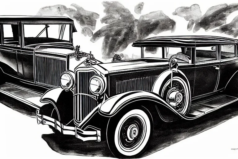 Image similar to ink drawing of a 1 9 3 0 cadillac