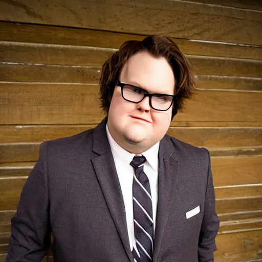 Image similar to clark duke pretending to be brian baumgartner