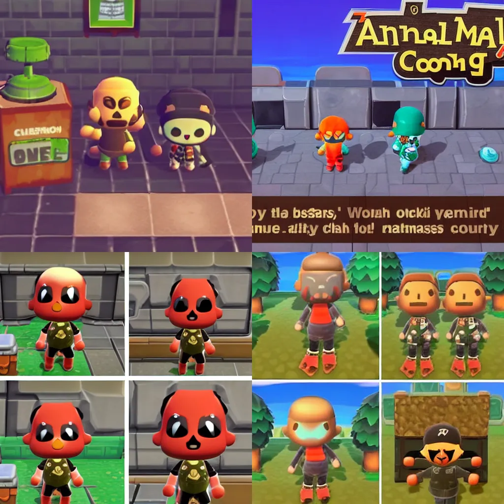 Prompt: doom guy in animal crossing