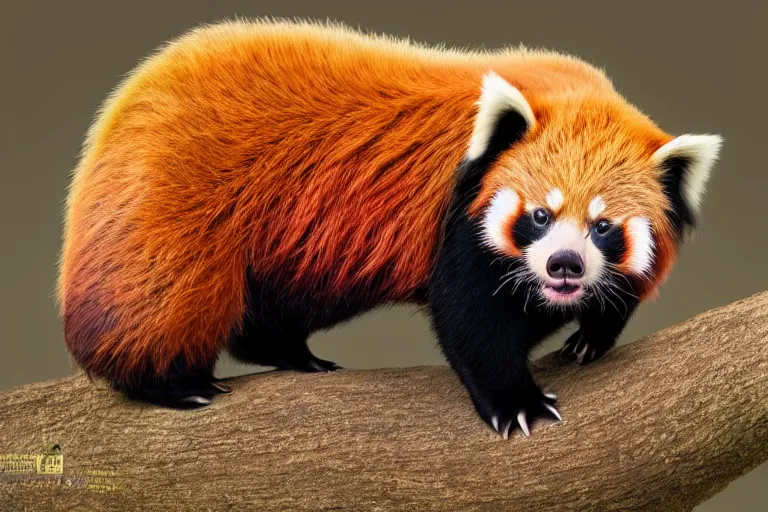 Image similar to a pig red panda!!! hybrid! hyper realistic!! realistic lighting!! wildlife photographer of the year!!! bold natural colors, national geographic, hd, wide angle, 8 k