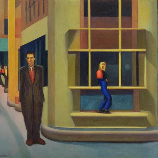 Image similar to clones, grant wood, pj crook, edward hopper, oil on canvas