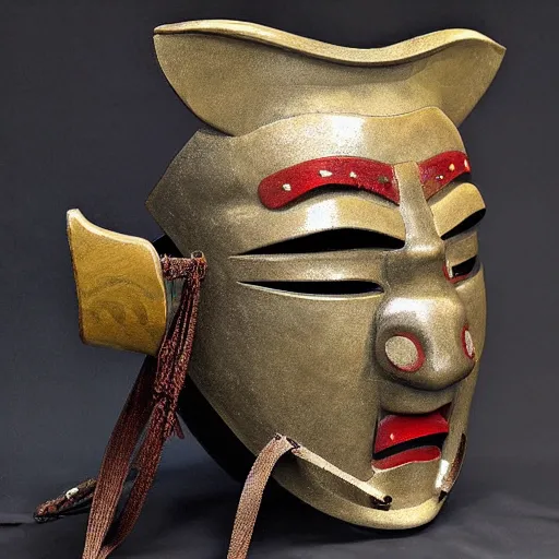 Image similar to japanese samurai mask with a dragon motive