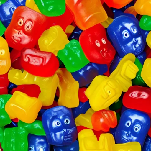 Image similar to pile of Haribo Gummy Olmec heads