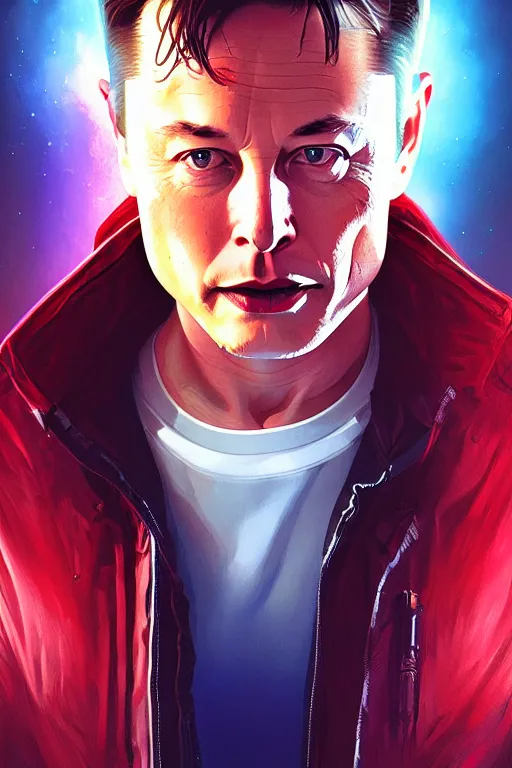 Image similar to elon musk as marty mcfly, realistic portrait, symmetrical, highly detailed, digital painting, artstation, concept art, smooth, sharp focus, illustration, cinematic lighting, art by artgerm and greg rutkowski and alphonse mucha