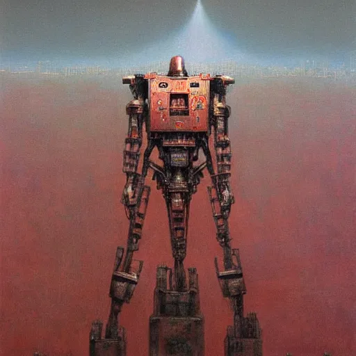 Image similar to giant robot in new york, highly detailed beksinski art