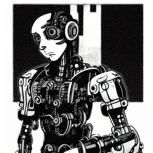 Prompt: a man with cybernetic arms, highly detailed, by satoshi kon