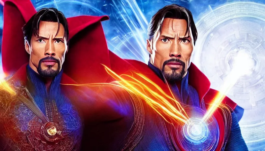 Prompt: dwayne johnson as the doctor strange, photorealistic photo,