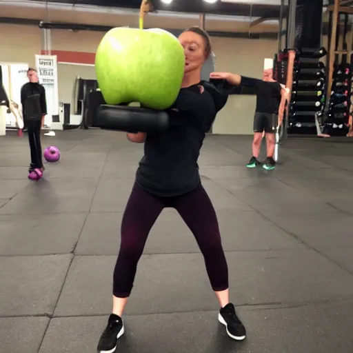 Image similar to an apple doing CrossFit