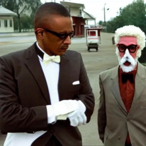 Prompt: Gustavo Fring chasing Colonel Sanders