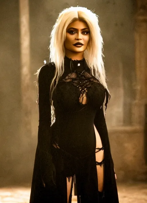 Image similar to film still of kylie jenner as a gothic vampire in the movie the lost boys