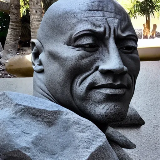 Image similar to stone sculpture of dwayne johnson