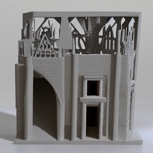 Image similar to 3d printed building, by da vinci