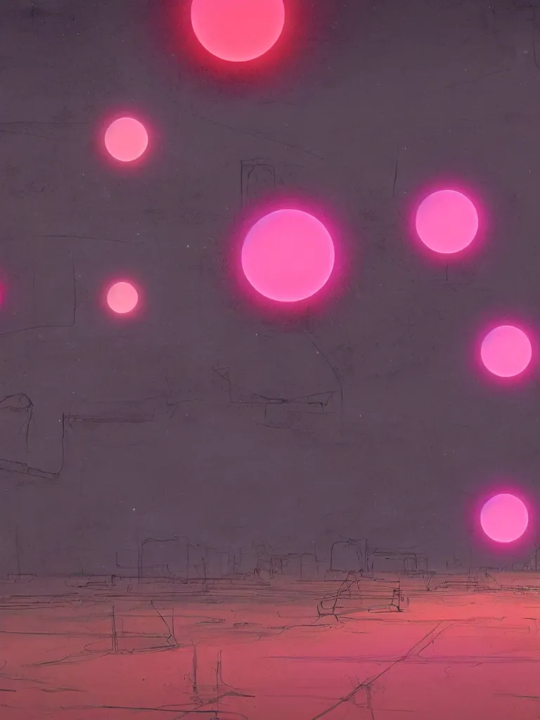 Image similar to neon orbs in an empty field by disney concept artists, blunt borders, rule of thirds