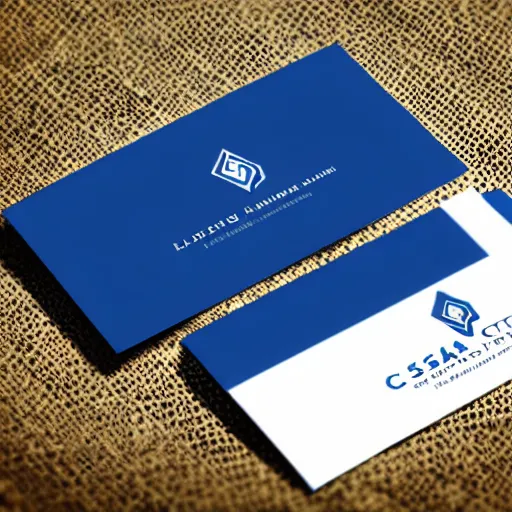 Prompt: a business card with logo for a real estate agent, blue and white color scheme, name of the company is casa hunting