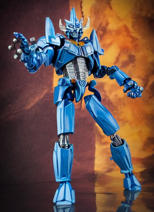 Prompt: Transformers Decepticon skeletor action figure from Transformers: Kingdom, symmetrical details, by Hasbro, Takaratomy, tfwiki.net photography, product photography, official media