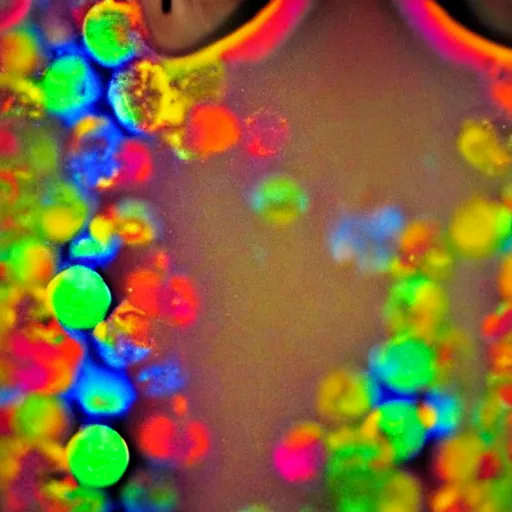 Image similar to an orbeez glowing inside a person's ear, macro detail in the style of dana schutz