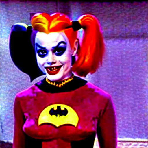 Prompt: harley quinn in the 1 9 6 6 batman tv show