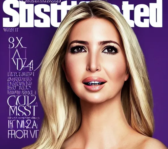 Prompt: Ivanka trump on the cover of sports illustrated swimsuit edition, XF IQ4, 150MP, 50mm, F1.4, ISO 200, 1/160s, natural light