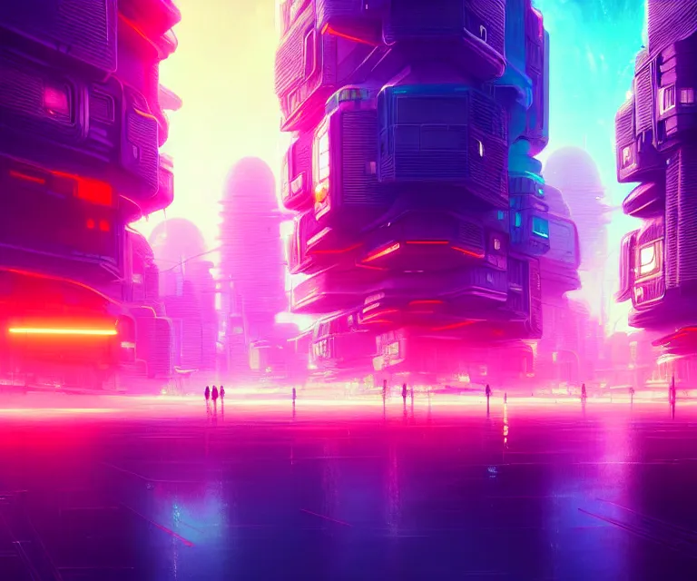 Image similar to a colorful fututistic city, sci - fi by yoshitaka amano and alena aenami, trending on artstation, 8 k, high resolution, insanely detailed and intricate, beautiful, matte painting, unreal engine