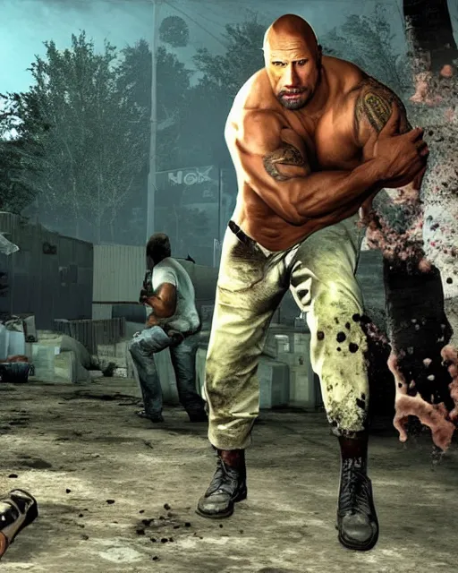 Prompt: dwayne johnson in the game left 4 dead. xbox 3 6 0 graphics