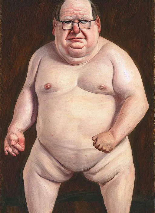 Prompt: Real life Peter Griffin, painted by Lucian Freud, highly detailed, 8k