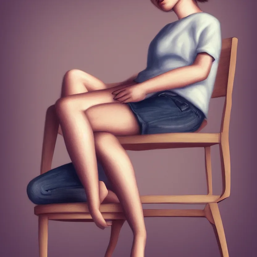 Image similar to portrait of 🥰 sitting on a chair, cute, found on artstation, hyperrealistic digital art, hilarious, light - hearted, highly detailed, funny, hahahaha